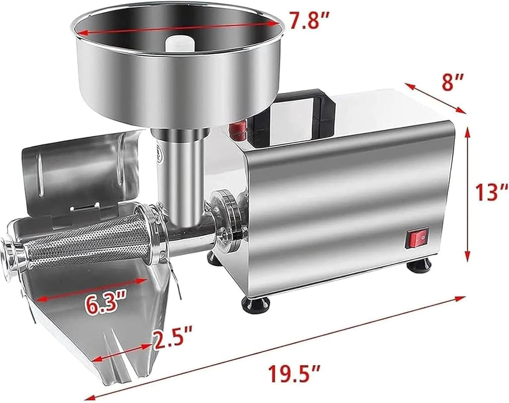Espremedor elétrico de tomate e passador, processador de alimentos comercial de aço inoxidável para molho e suco, 220 V