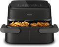 Philips Ovi Cesto Duplo com Vapor - Funções Exclusivas de Cozimento Steamfry, Cozinhar a Vapor, Airfry - 19 Maneiras de Cozinhar; Capacidade de 9L (3L + 6L), RapidAir Plus, SteamClean Automático (NA550/00)