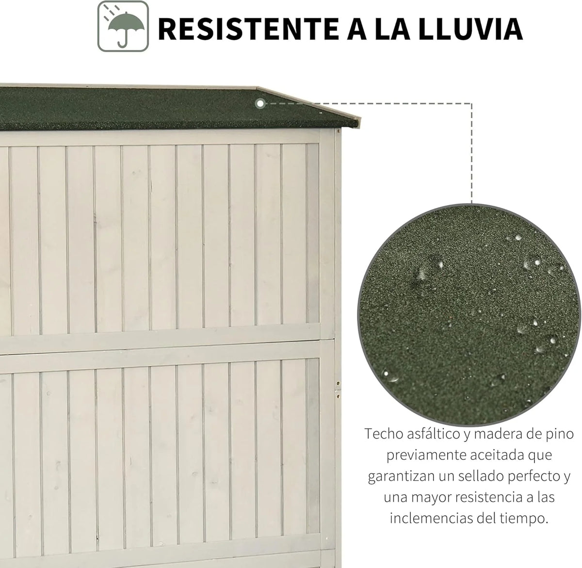 Outsunny Abrigo de Madeira Casinha de Jardim Armário Ferramentas de Jardinagem Portas Duplas Telhado Impermeável Compartimentos de Diferentes Tamanhos 127.5x50x164cm Madeira Maciça