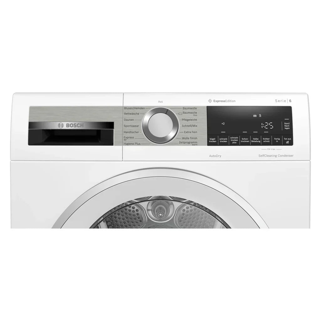 2026 Máquina de secar roupa de bomba de calor Bosch Serie 6 WQG235DH0 8 kg branco A+++