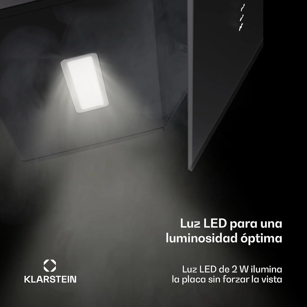 KLARSTEIN Alina Campana Extratora - 570 m³/h, Classe A, LED, 54 dB, Recirculação & Extração, Coifa Decorativa, Painel Touch, 39,8 cm de Largura, Preto