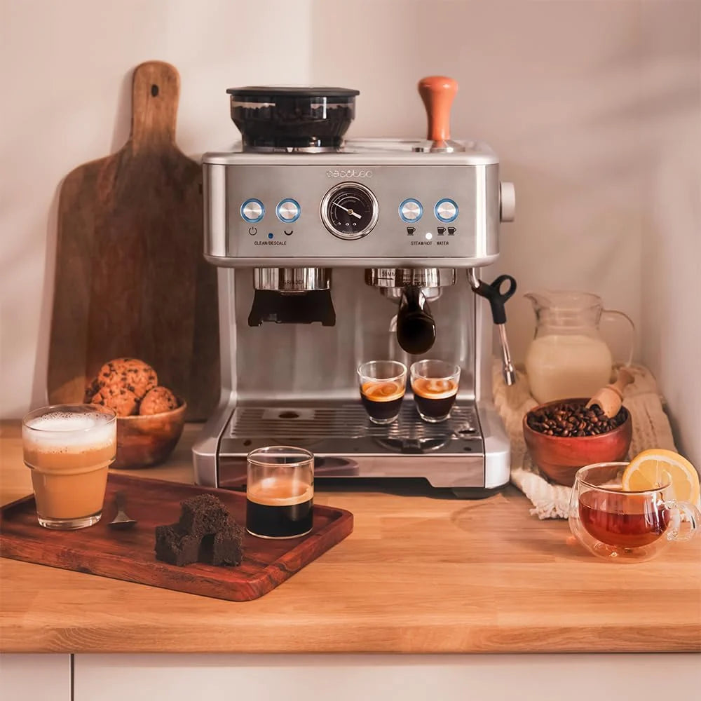 Cecotec Cafeteira Expresso Barista Power Espresso 20 Barista. 2250W, 20 Bares, Manômetro e 2 Termoblocos, Reservatório de Café em Grão, Moedor com 20 Níveis, Vaporizador