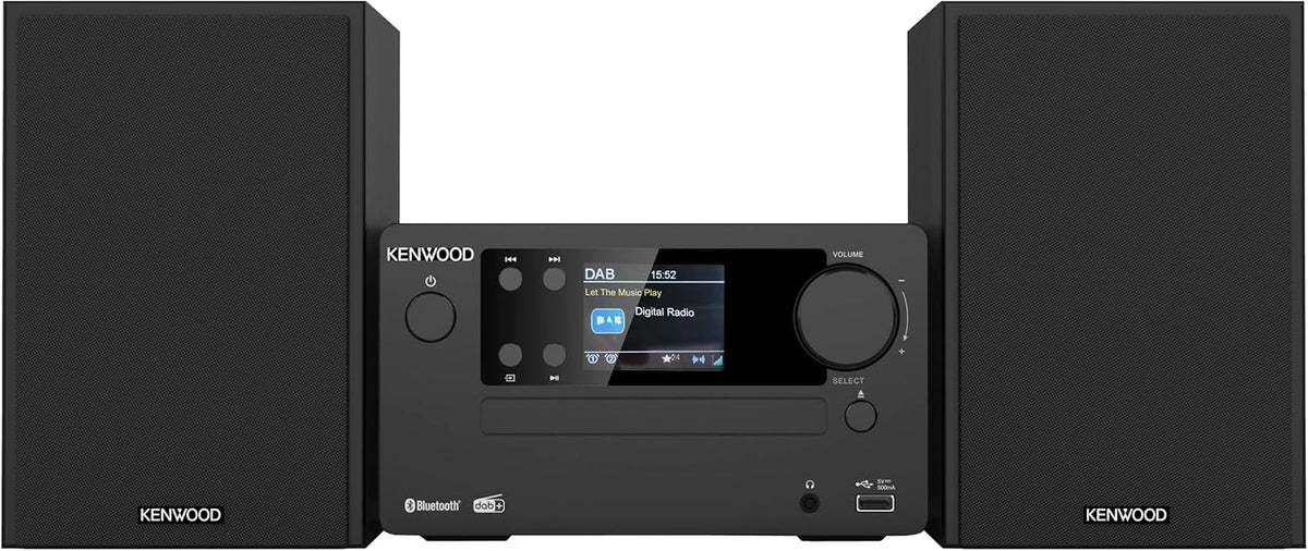 Microcadena HiFi Kenwood M-725DAB-B com CD, USB, Dab+ e Bluetooth Audio-Streaming. Cor: Preto - Mini Aparelho de Som para casa