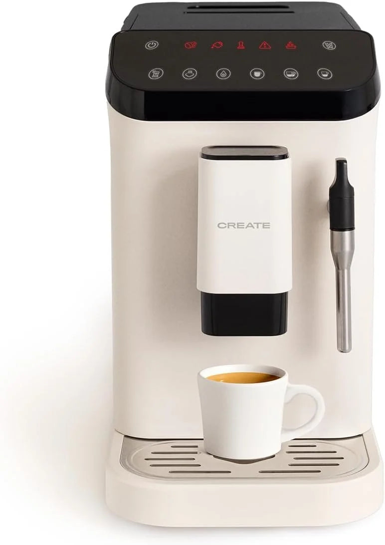CRIAR / THERA MATIC TOUCH/Máquina de café superautomática branco sujo / 20 bar, tanque de 1,5l, recipiente para grãos de café de 180g, bico vaporizador, painel de controle tátil, função de autolimpeza, 1350W