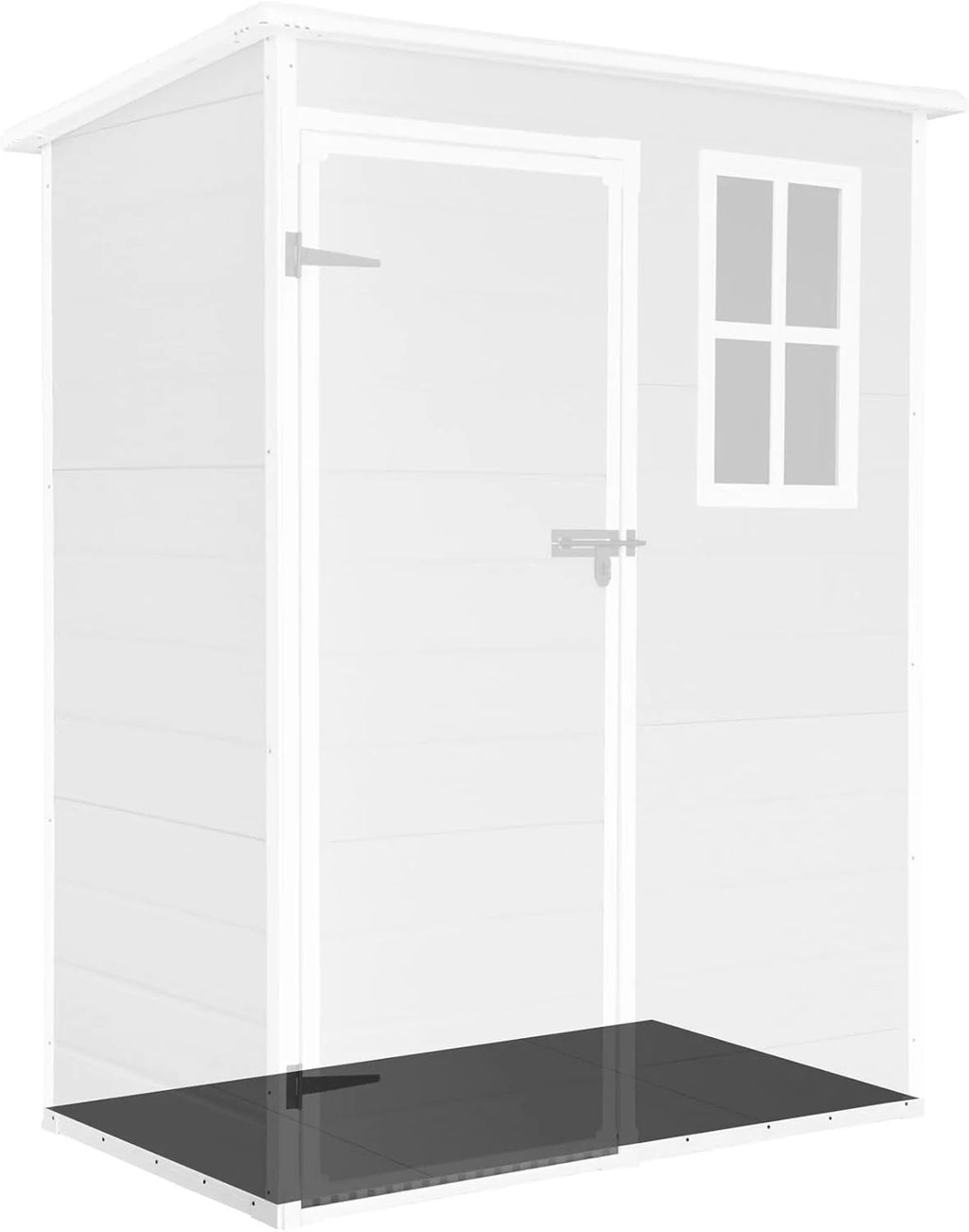 Wasabi - Armário de Resina para Jardim Unidade 1.4 – Janela de Luz Natural - Chão Incluído - Painéis de 12mm de Espessura - Cinza Branco - Galpão de PVC para Armazenamento Exterior - 1,37m2 - Telhado Plano