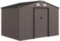 Outsunny Abrigo de Jardim Exterior, 5 m² 277x195x192 cm, Abrigo de Jardim Exterior Metálico com 2 Portas Deslizantes, Base de Reforço (Chão NÃO Incluído) e 4 Janelas, Castanho