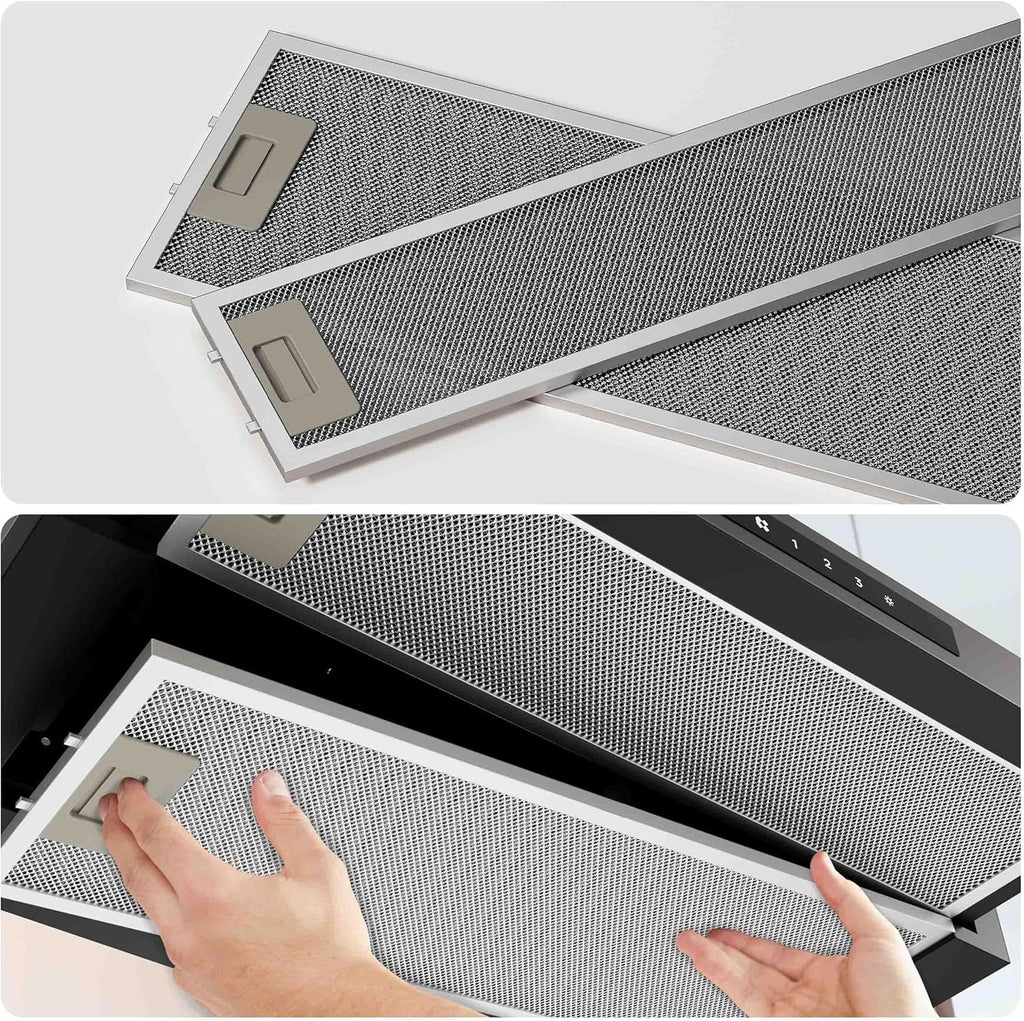 CIARRA CBCB6909A Coifa de Parede Telescópica Preta para Cozinha 60 cm 600 m³/h Classe A+ 3 Níveis Controle Touch Iluminação LED Filtro de Carvão CBCF055