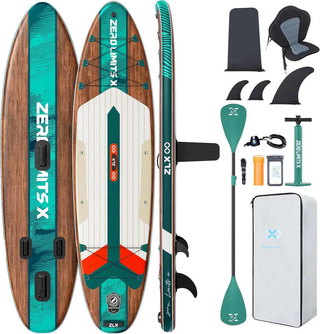 Prancha de Remo Inflável ZLX com Assento, 320 cm, para Adultos, Ideal para Iniciantes, Ampla e Estável, Antiderrapante
