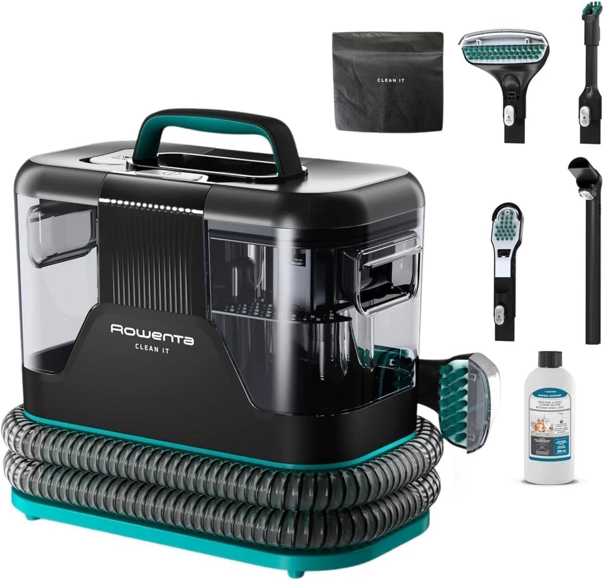 Rowenta Clean It, Extratora de carpetes e estofados, Limpeza Rápida e Fácil, Ideal para Sujeira de Animais de Estimação, Tapetes, Interior de Carros, 750w, 6acessórios, IN5020F0