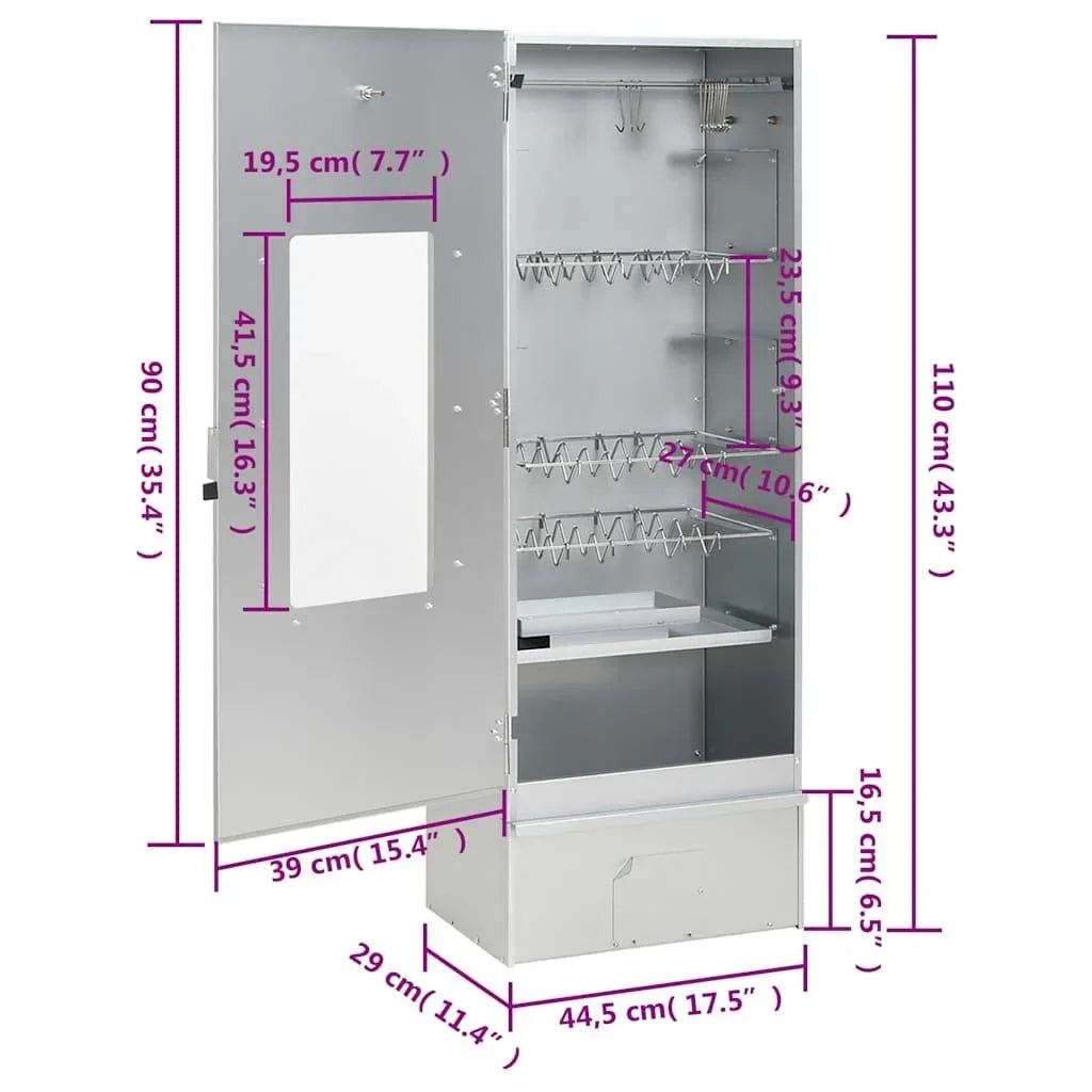 Forno Defumador De Churrasco Com Mesa Aço Galvanizado Vidaxl
