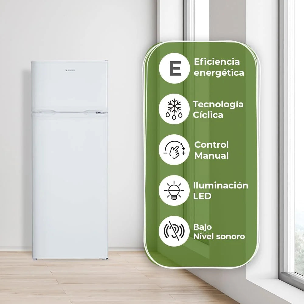 Refrigerador de 2 Portas Aspes Branco AF145503E. Capacidade 206 Litros, Porta Reversível, Baixo Nível de Ruído, Eficiência Energética Classe E