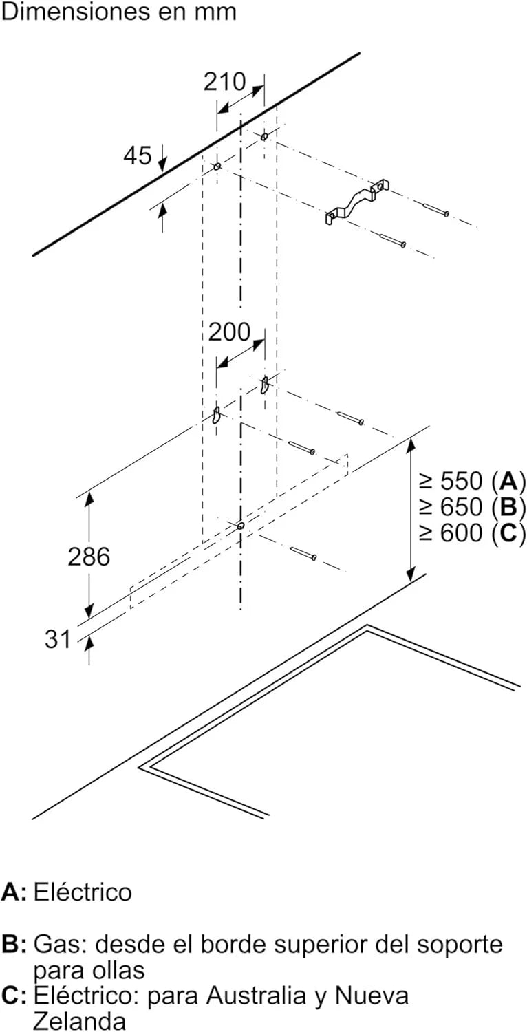 Bosch - Coifa Decorativa de Parede, 90 cm, Série 2, Controle Mecânico, Iluminação LED, Aço Inoxidável, DWB96BC50