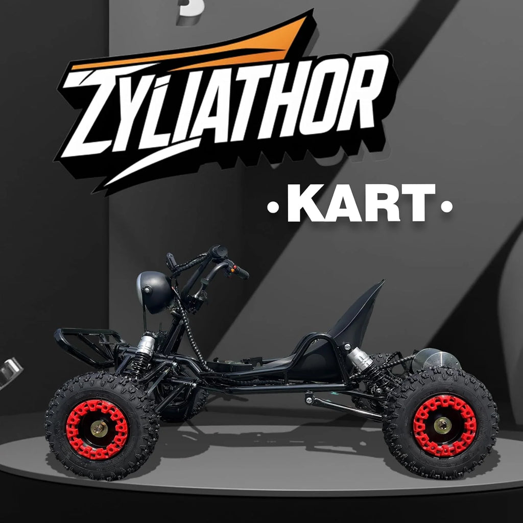 Kart Elétrico 48V para Adultos e Crianças - Motor 2000W (20-60 km/h), Pneus Todo Terreno 6'', Bateria 10.4Ah (Autonomia 19+ km), Capacidade 200 kg, 3 Modos de Velocidade, Luzes LED