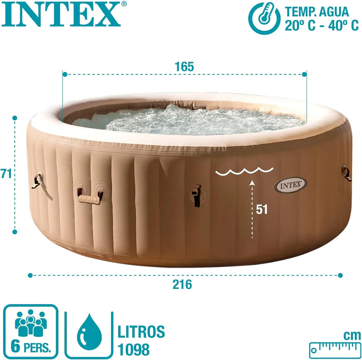 Intex 28428EX Spa inflável, bege, 6 pessoas