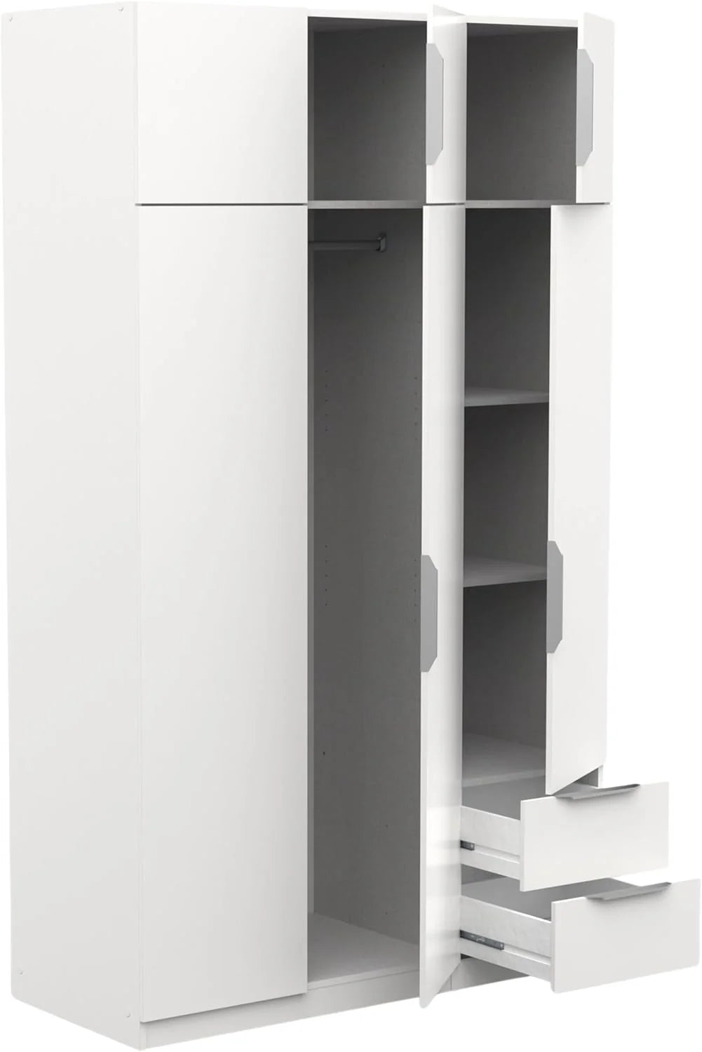 Miroytengo Guarda-Roupa Ghost Grande 6 Portas e 2 Gavetas Cor Branco Mate 203x119 cm