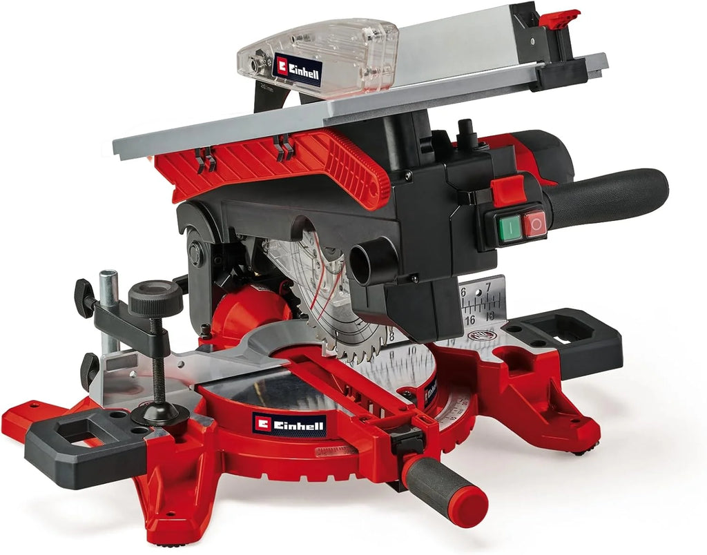 Serra Esquadria e de Mesa Einhell TE-MS 216 T (1500W, lâmina de serra Ø216mm, largura de corte 120mm, profundidade 55mm, inclui laser de linha de corte, função de serra circular de mesa)