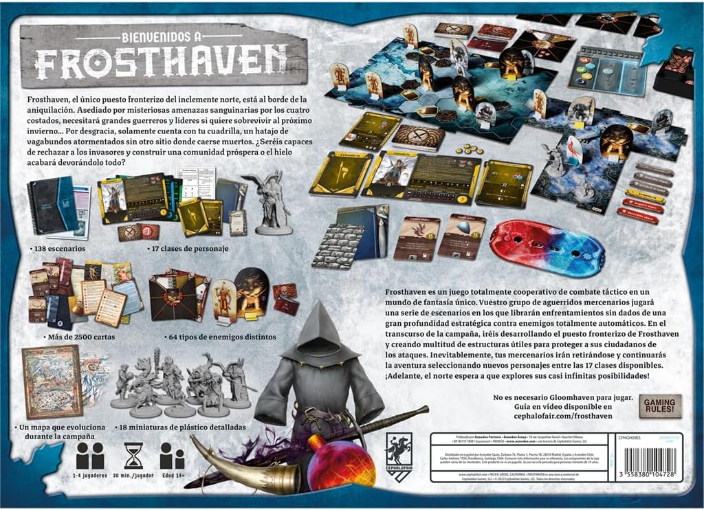 Cephalofair Games Frosthaven, Jogo de Tabuleiro cooperativo, de campanha ambientado em um Universo Gelado, A partir de 14 anos, 1-4 Jogadores, 30 Minutos de Jogo por Jogador, versão em espanhol