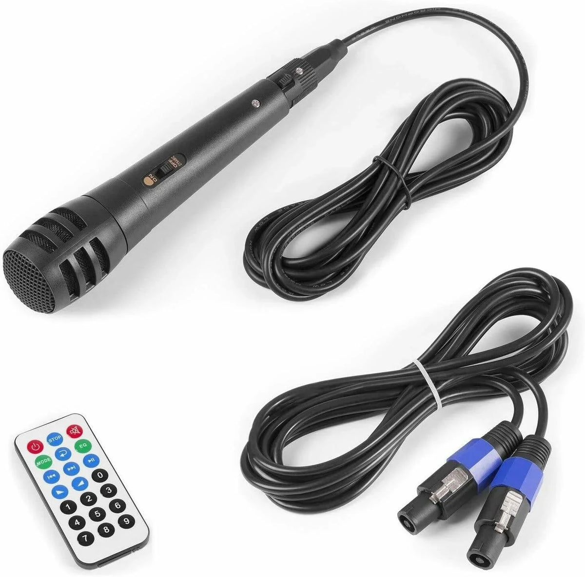 Caixas de Som Ativas Vonyx VPS152A Pacote com 2, 1000W, Portáteis, Ativas/Passivas com Bluetooth, 15 Polegadas, Microfone com Fio, Controle Remoto, Tripés, MP3 Player com USB/SD, LEDs