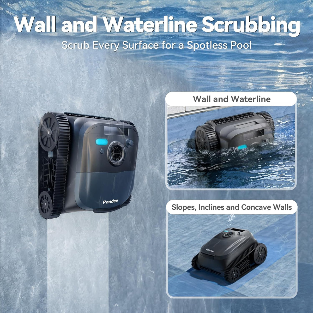 Robô X5 para Limpeza de Piscinas (Fundo e Paredes), Planejamento Inteligente, Autonomia de 180 Min, 4 Modos, Smart Precision Docking™, Limpador Automático de Piscinas para Piscinas de até 300 m²
