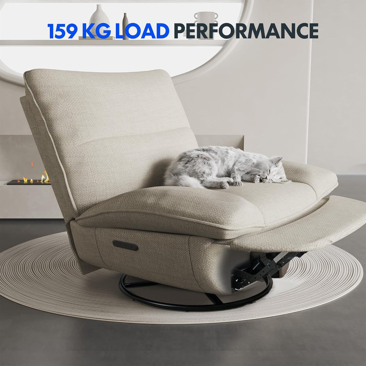 FLEXISPOT XC6 Poltrona Reclinável, Sofá Giratório com Função Balanço, Poltrona de TV com Encosto Ajustável, Poltrona para Quarto, Sala e Home Theater (Beige)