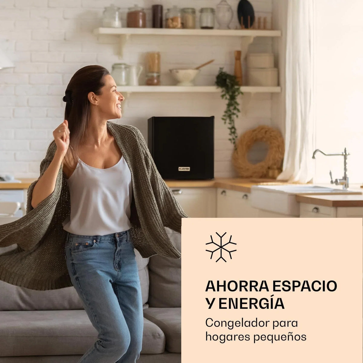 Klarstein Congelador Vertical No Frost 33L, Portátil para Casa e Escritório, Baixo Consumo com Prateleira e Raspador de Gelo, Compacto