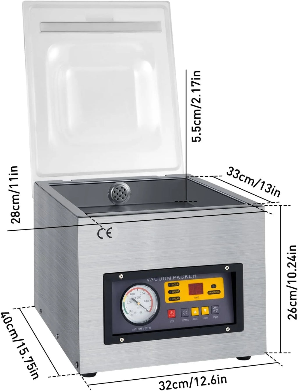 Máquina de Selagem a Vácuo Profissional DZ-260 - Seladora Industrial de Filmes 220V - Aparelho a Vácuo de Aço Inoxidável