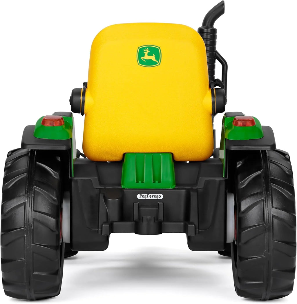 Trator RC John Deere da Peg Perego – Trator elétrico infantil com deslizamento e controle remoto, 12 V, com reboque, controle remoto, 2 rodas motrizes, rádio FM, 1 ano