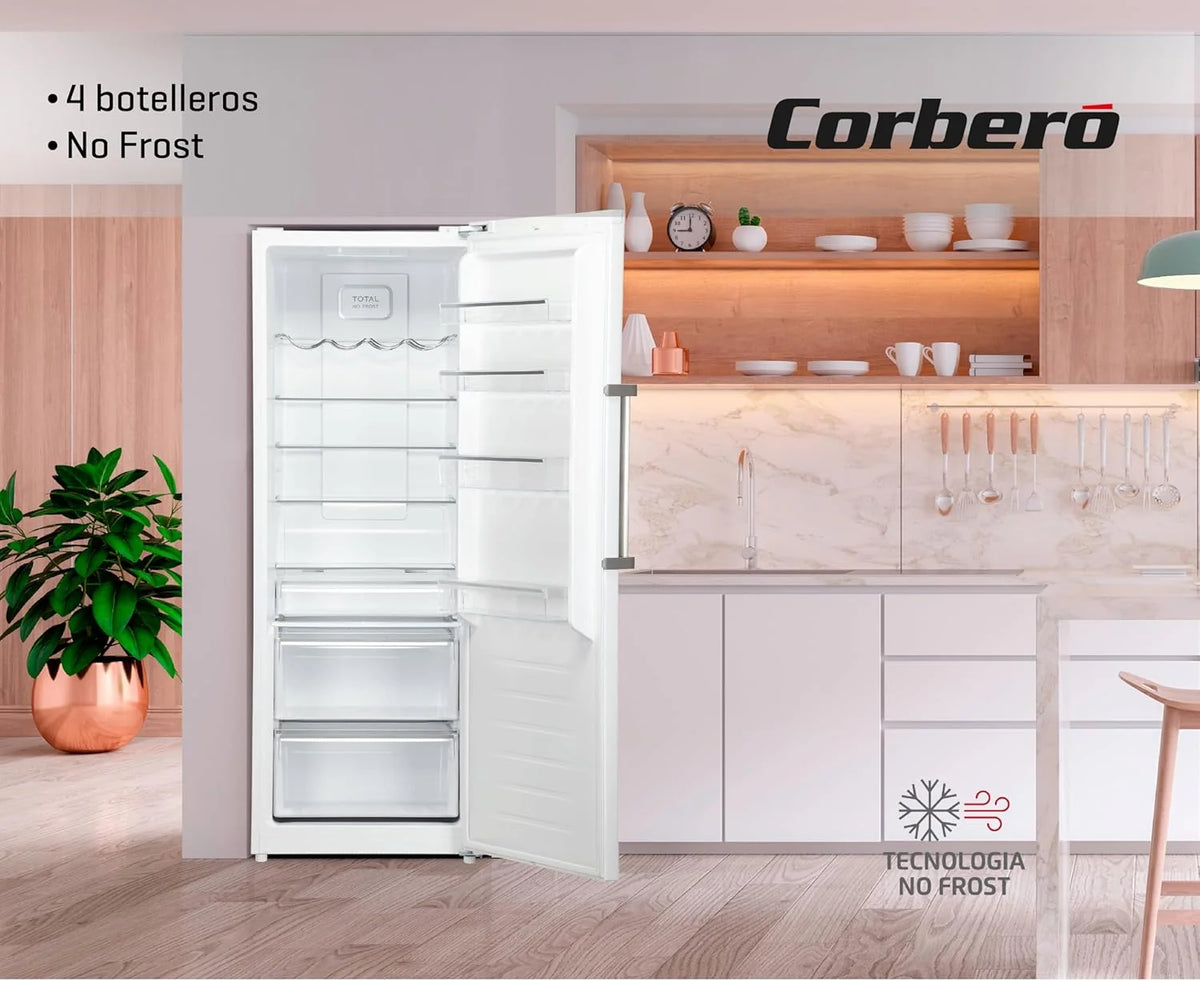 Corberó - Geladeira 1 Porta | CCLH18524NFW | 65x59,5x185 | Capacidade 359L | No Frost | Display na Porta | Luz LED | 2 Gavetas XXL | Fresh Box | 4 Porta-garrafas | Puxador Easy Open | 40 Db | Inox