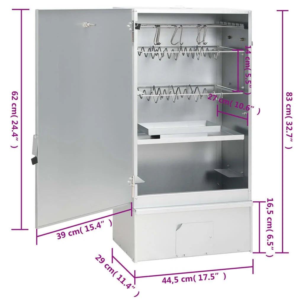 Churrasqueira Defumadora com Mesa Aço Galvanizado Vidaxl