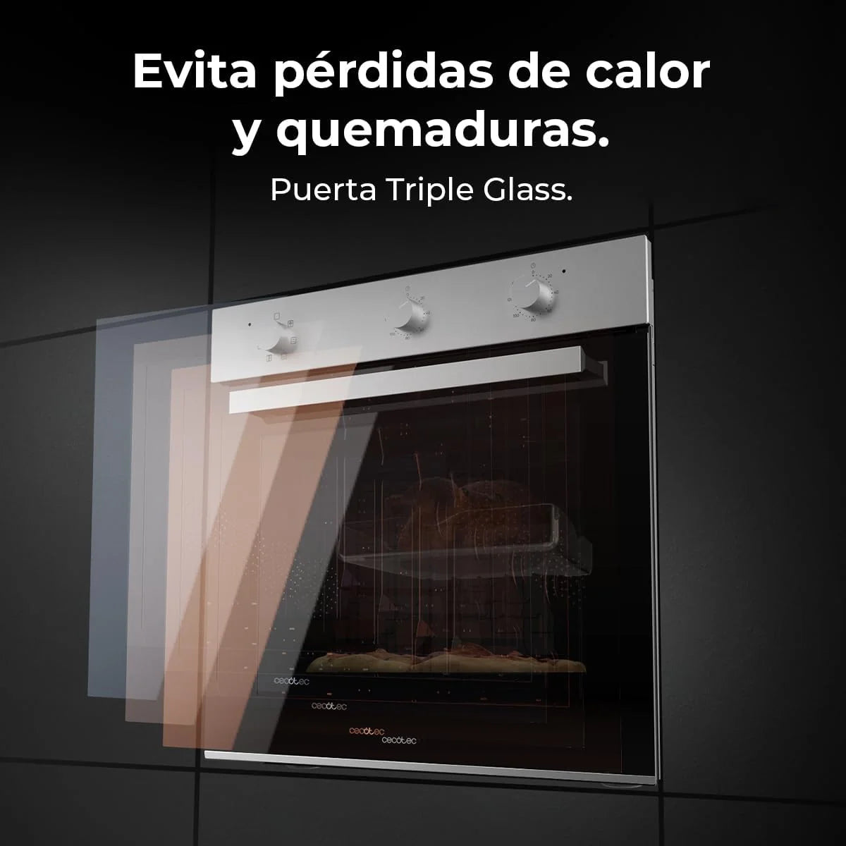 Forno Multifunções de Encastrar Cecotec 70L Bolero Hexa M236000 Line Time. 2800W, 6 Funções, Temporizador, Steam Base XXL, Steam Assist, Steam EasyClean, Cooling Fan, Modo Defrost, Eco, Convecção