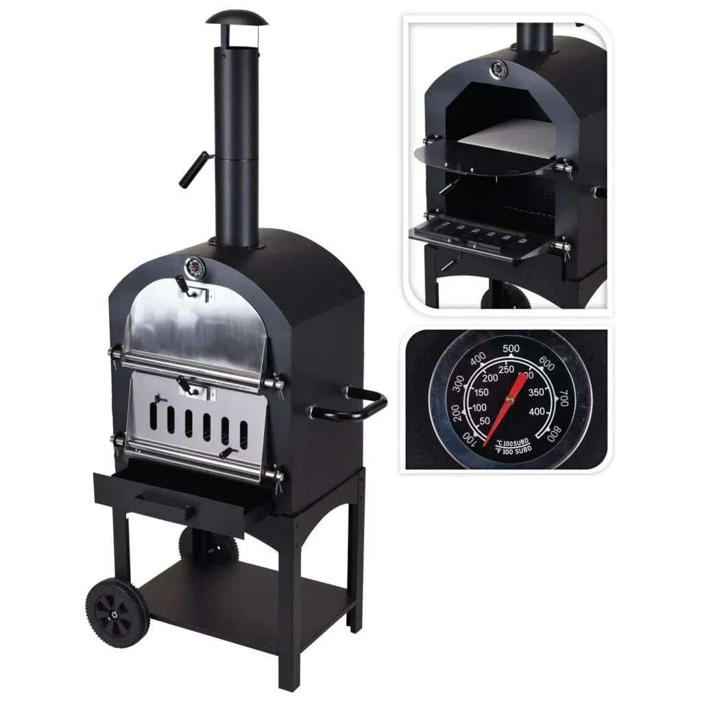 ProGarden Forno de Pizza para Churrasqueira Preto