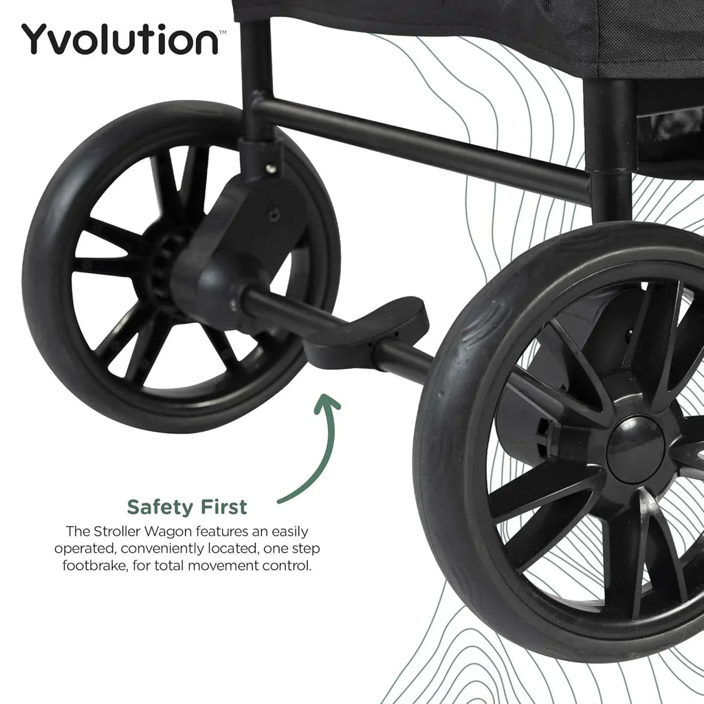 Carrinho Dobrável Yvolution Easy com Toldo - Carrinho Dobrável para Crianças, Cargas e Jardim, Carrinho com Abertura Lateral para 2 Crianças, Alça Ajustável de Empurrar e Puxar, Porta Frontal com