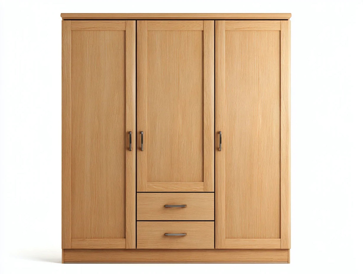 Armário de três portas madeira 160x60x190 cm - cor natural - estilo moderno armazenamento