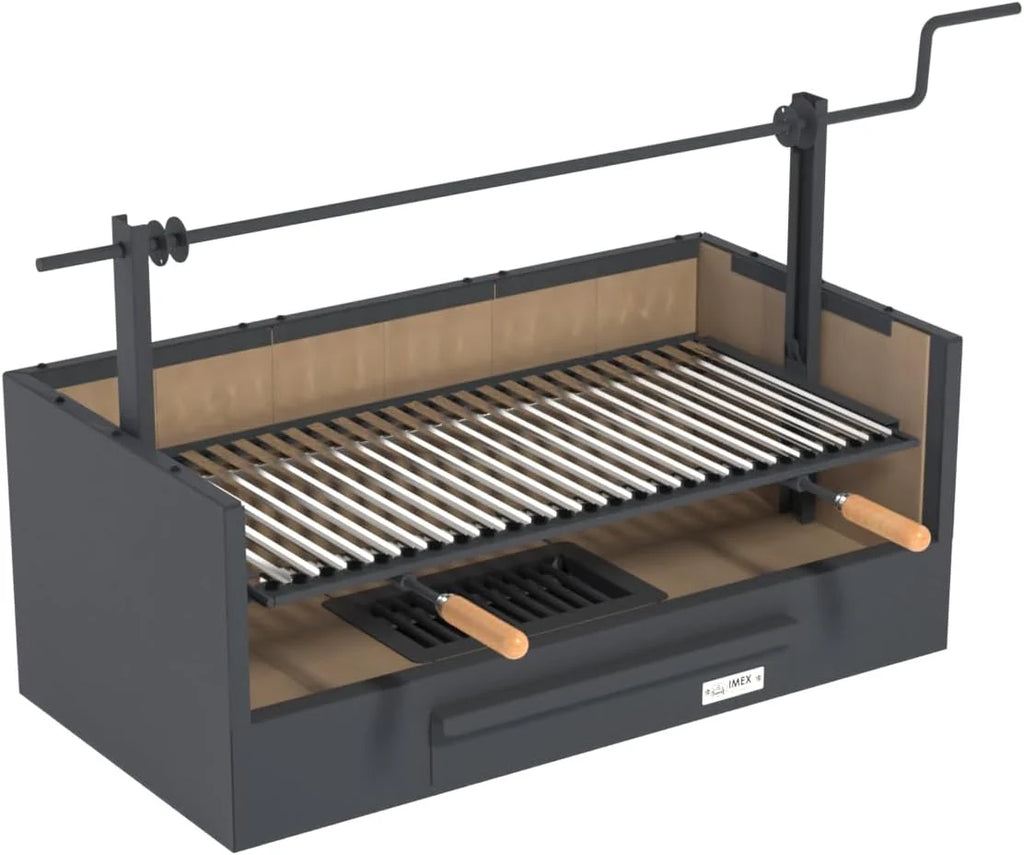 Imex El Zorro – Gaveta de Churrasqueira com Tijolo Refratário | 90x48x65 cm | Estrutura Robusta de Aço e Alta Retenção de Calor | Ideal para Churrasqueiras a Carvão e Lenha em Exteriores