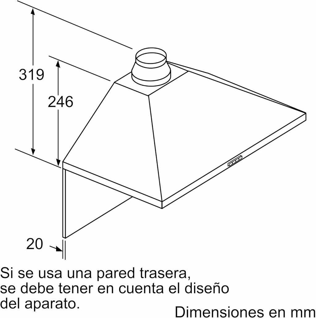 Balay - Coifa Decorativa de Parede Piramidal, 90 cm de largura, 3 potências de extração, Instalação em Saída de Fumaça ou Recirculação, Aço Inoxidável, 3BC696MX