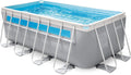 Piscina Retangular Desmontável Prism Frame Intex, 400x200x122 cm, Material de Camada Tripla, Capacidade 8.418 L, Janela Panorâmica, Forro, Cobertura, Filtro de Cartucho, Escada (56029)