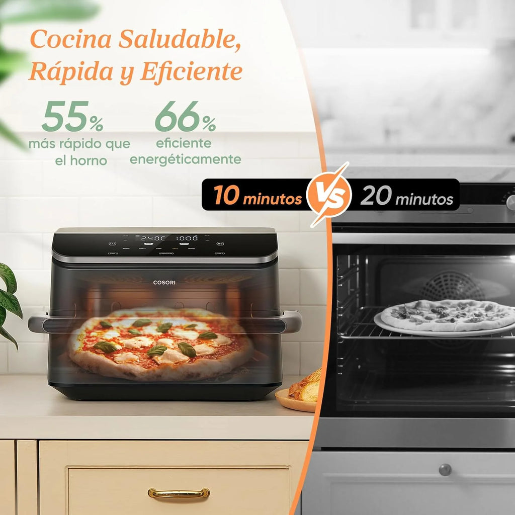 Cosori Fritadeira de Ar Dual Blaze TwinFry 10 Litros-True Metal-Resistência Dupla 2800 W (35–240 °C)-Divisor para Zonas da Grande Cesta Dupla-6 Funções-Smart WiFi-Máx 10 Pessoas-Fácil de Limpar