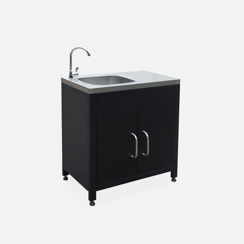 Cozinha de Aço para Exteriores com Pia de 80cm, Preta