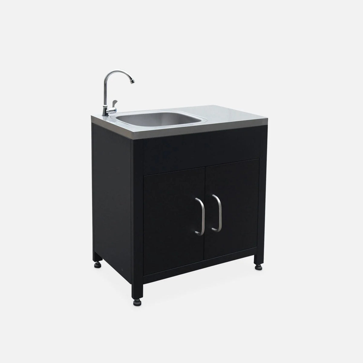 Cozinha de Aço para Exteriores com Pia de 80cm, Preta