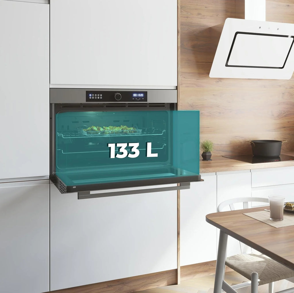 Cecotec Forno Integrável Multifunções Bolero Hexa AF319000 Inox A 3800W, 133L de Capacidade, 11 Funções com Airfryer Master, Pizza Master, Steam Asisst, Steam EasyClean, 3D Cooking, Defrost