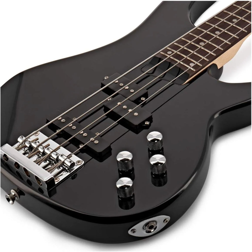 Baixo Elétrico de 4 Cordas Gear4music Chicago com Amplificador de 15 W, Preto