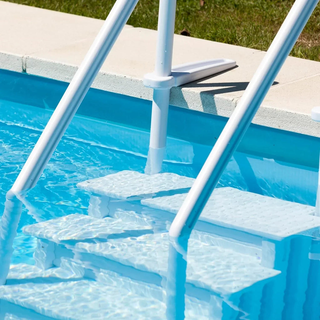 Gre EPE30 – Escada para Piscina Antiderrapante, Escada de Segurança de 4 Degraus, Sintética, Branca, 80 x 92 x 206 cm