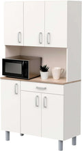 Miroytengo Aparador de Cozinha, Armário de Cozinha, Buffet de Cozinha com 6 Portas Branco e Carvalho Kronberg 101 x 185 cm