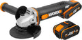 WORX | Esmerilhadeira angular 125mm 20V | PowerShare | WX803 | Inclui 2 baterias de 2Ah e 4Ah | Bloqueio do fuso | Interruptor lateral | Sistema de ajuste rápido sem ferramentas | Punho auxiliar
