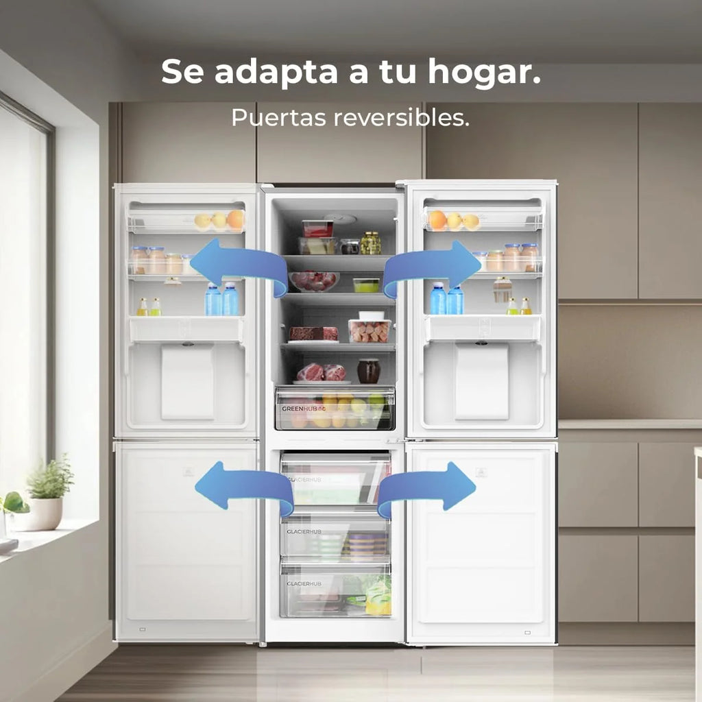 Cecotec Frigorífico Combinado 2 Portas com Dispensador de Água Bolero CoolMarket Combi 296 DF WD Dark E. 296L, 60cm de largura, Funções FastCooling, FastFreezing e DeFrost, LED interior, Inox Escuro