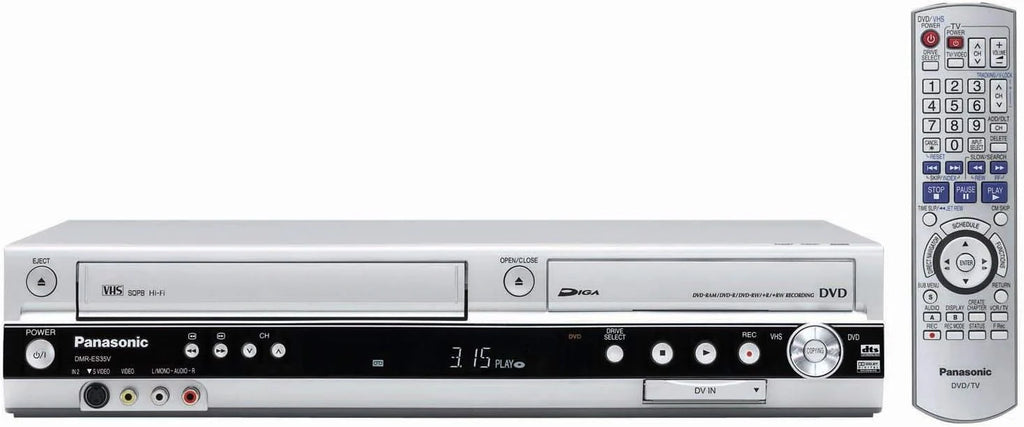 Panasonic DMR-ES35 Gravador de DVD + Videocassete VHS - Leitores e gravadores de DVD (JPEG/TIFF, 33 W, 13.5 W, Preto, Prata, 6800 g, XP,SP,LP,EP)