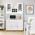 VOWNER Armário Aparador de Cozinha/Buffet, 100L x 38W x 181H cm, Armário Auxiliar de Armazenamento, 5 Portas e 5 Prateleiras Ajustáveis, Branco