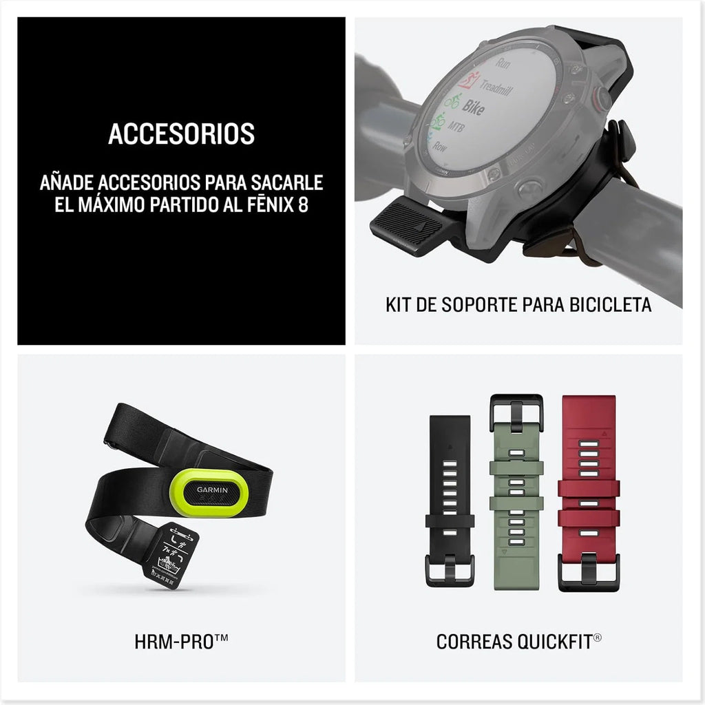 Garmin fēnix 8-51mm - Relógio GPS Multiesportivo de Alta Performance com Tela sensível ao toque AMOLED, Lanterna LED, Alto-falante e Microfone Integrados, Mapas e até 29 dias de autonomia, Preto