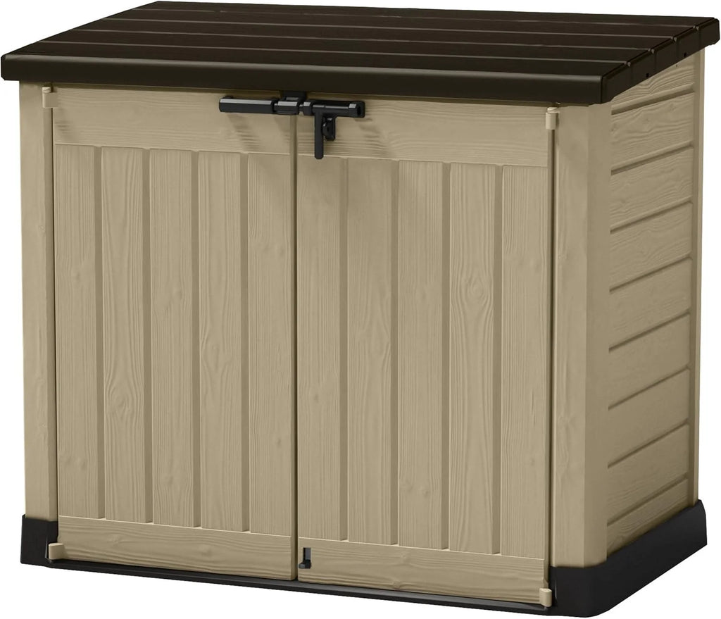 Keter Sio Max - Armário de Jardim Exterior, Capacidade 1200L, Cor Castanho-acinzentado/Bege, 145,5 x 125 x 82 cm