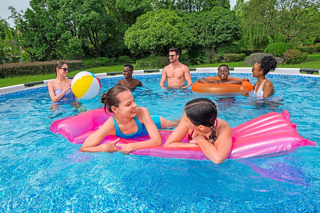 Bestway Steel Pro MAX Frame - Conjunto de Piscina com Bomba de Filtro, 366 x 76 cm de Diâmetro, Cinza Claro, Redondo
